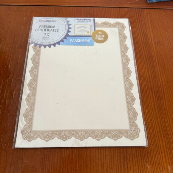 Geographics Premium Certificate Paper & Document Covers Set  Gold Foil Trim - Picture 2 of 2